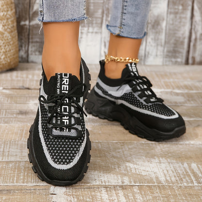 Baskets basses décontractées pour femme avec semelle épaisse en PVC – Tennis légères et respirantes pour la salle de sport, le running et le quotidien | Chaussures de sport pour femme, tailles US 5-10, disponibles en vert, noir, rose et bleu