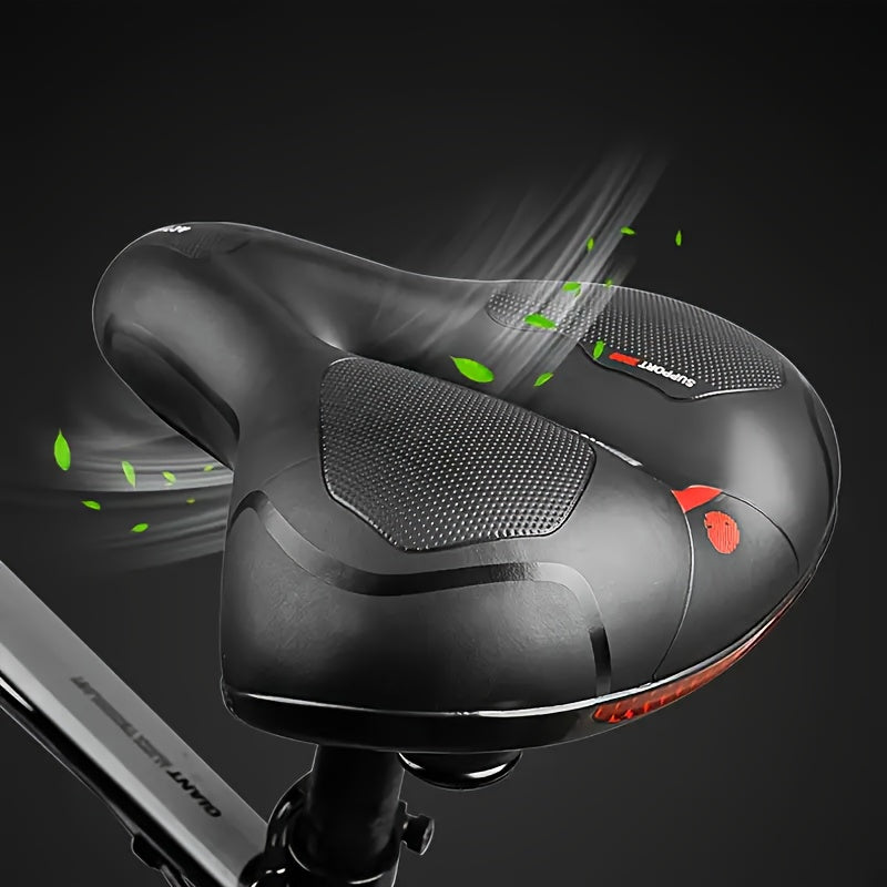 Selle de vélo rembourrée en gel, imperméable et absorbant les chocs – Coussin large en cuir et mousse souple avec bande réfléchissante pour vélos de ville, de montagne, de route et de sport, ajustement universel pour hommes et femmes