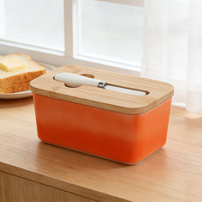 Beurrier de luxe en céramique avec couvercle et couteau à beurre – Conservation hermétique pour comptoir, design facile à nettoyer, accessoire de cuisine élégant et cadeau de crémaillère idéal pour les amateurs de beurre