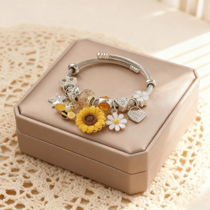 Bracelet à breloques multiples en or pour femme - Bijou de poignet bohème hypoallergénique à superposer pour l'automne et l'hiver, cadeau idéal pour elle pour la Saint-Valentin, Noël ou un anniversaire