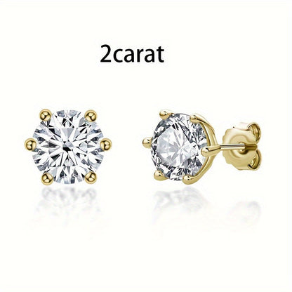 Boucles d'oreilles puces en argent sterling S925 et moissanite pour femme – Style vintage élégant, 0,5 ct, 1 ct, 2 ct, 3 ct, doré et argenté, bijou pour le quotidien ou pour offrir en cadeau