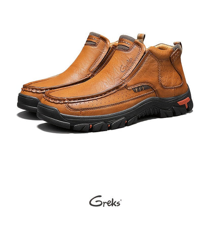 Bottines à enfiler cousues main pour homme GREKS, mocassins décontractés style Chukka, semelle antidérapante pour la randonnée, la conduite et le quotidien – chaussures légères et confortables pour homme
