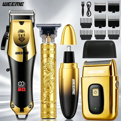 Men's Electric Hair Clipper Grooming Set USB Rechargeable Cordless Nose Hair Trimmer Shaver Kit 2/4/5-Piece Professional Lithium Battery Father's Day Birthday Gift for Men Home Barber