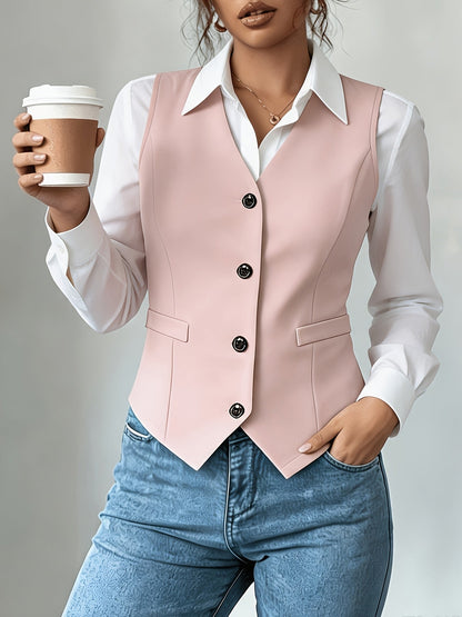 Haut sans manches pour femme, débardeur élégant de couleur unie, style décontracté et ample, chemisier polyvalent pour le travail et le quotidien