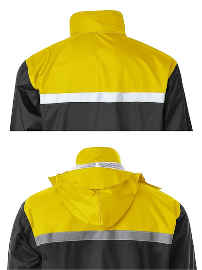 Ensemble de pluie réfléchissant haute visibilité pour hommes – Veste et pantalon imperméables pour le travail, la pêche, l'agriculture, la moto, les sports de plein air – Vêtements de pluie de sécurité haute visibilité pour hommes, tailles S-XXL