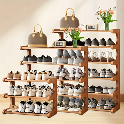 Meuble à chaussures 3/5/6 niveaux effet bois | Organisateur de rangement multi-niveaux gain de place | Étagère à chaussures sur pied facile à monter pour entrée, dortoir, placard ou chambre | Marron