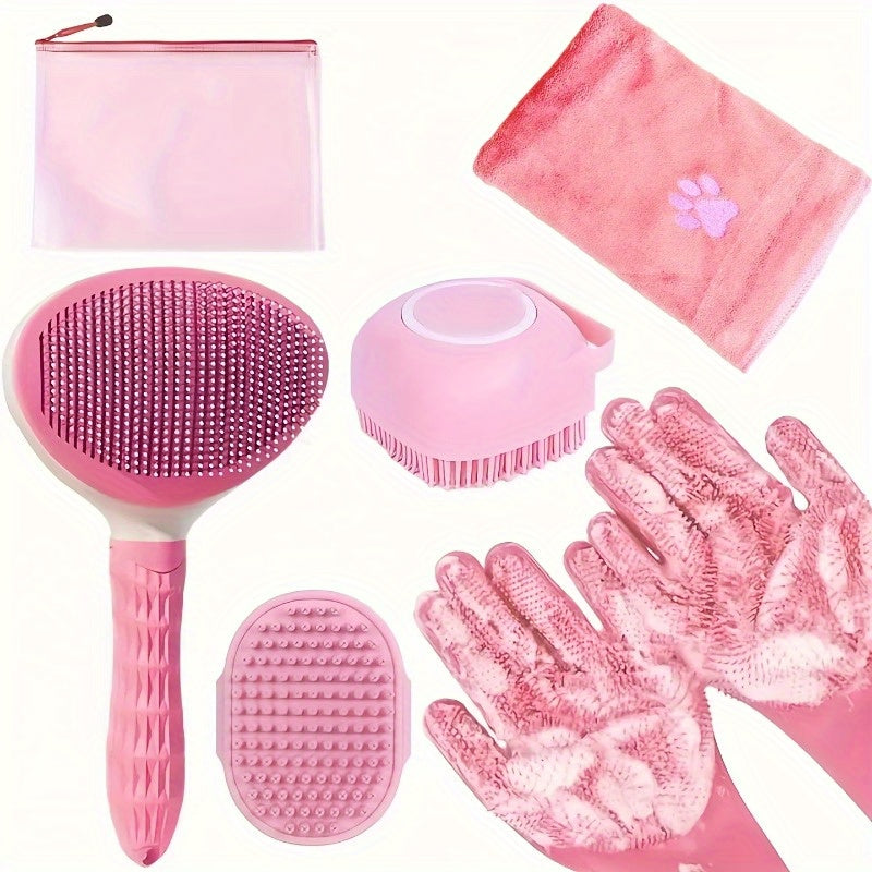 Kit de toilettage pour chien 6 pièces – Brosse, gants de lavage en silicone, serviette en microfibre et outil de mue, sans électricité, kit de soins essentiels pour un pelage brillant, cadeau pour propriétaires de chiens