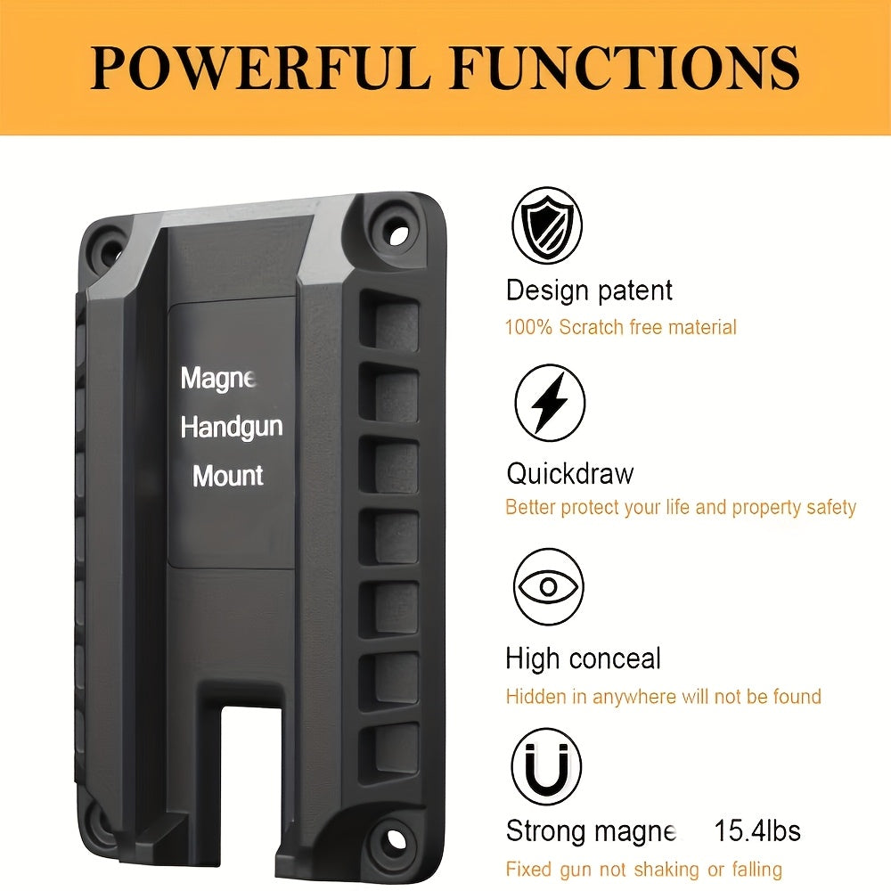 Lot de 2 supports magnétiques dissimulés pour pistolet – Support magnétique puissant pour un accès rapide, idéal pour voiture, camion, SUV, bureau, table de chevet, mur et sous comptoir, support magnétique universel pour arme de poing