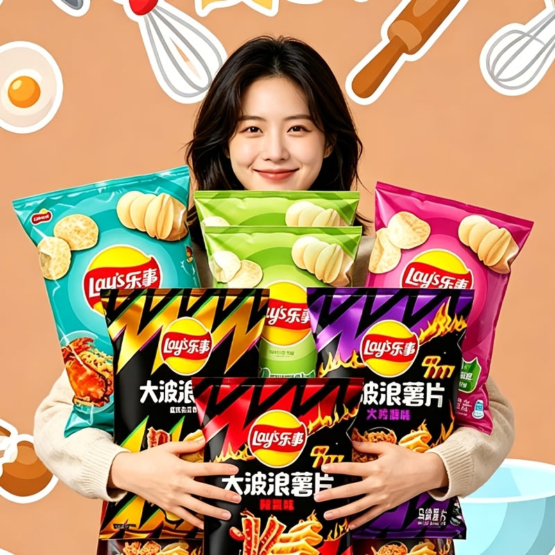 Paquet assorti de croustilles Lay's, 3 ou 6 sacs (65g/70g chacun) – Collation aux saveurs variées pour le bureau, les fêtes, les rencontres décontractées et les fringales sur le pouce