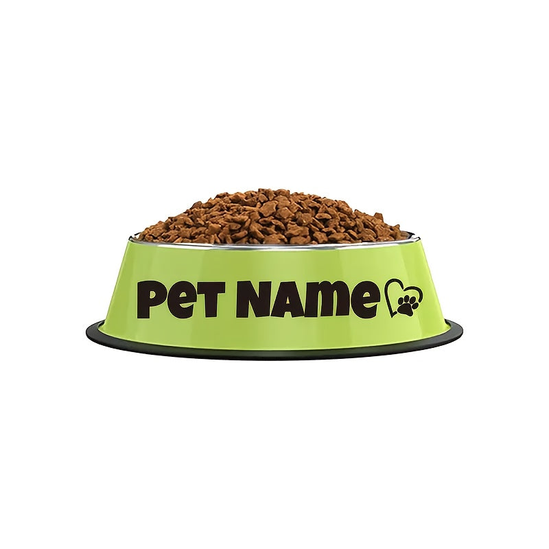 Gamelle personnalisée en acier inoxydable pour chien et chat - Bol gravé au nom de votre animal avec motif patte, cœur et couronne, antidérapante, 200 ml / 400 ml / 1000 ml, écuelle pour nourriture et eau, idée cadeau