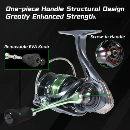 Moulinet de pêche Spinning SeaKnight série WR – 9+1BB, rapport de transmission 5.2:1, frein max 13 kg/28 lbs, frein à 3 disques en carbone, aluminium et acier inoxydable, moulinet pour eau douce et eau salée