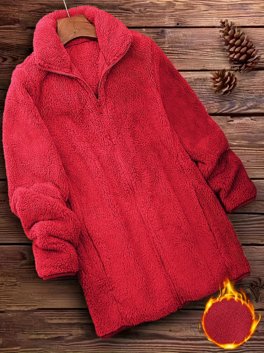Veste teddy zippée pour femme, manteau d'hiver chaud et duveteux en polaire sherpa, veste à manches longues unie avec fermeture éclair, tailles S-XXL, plusieurs coloris