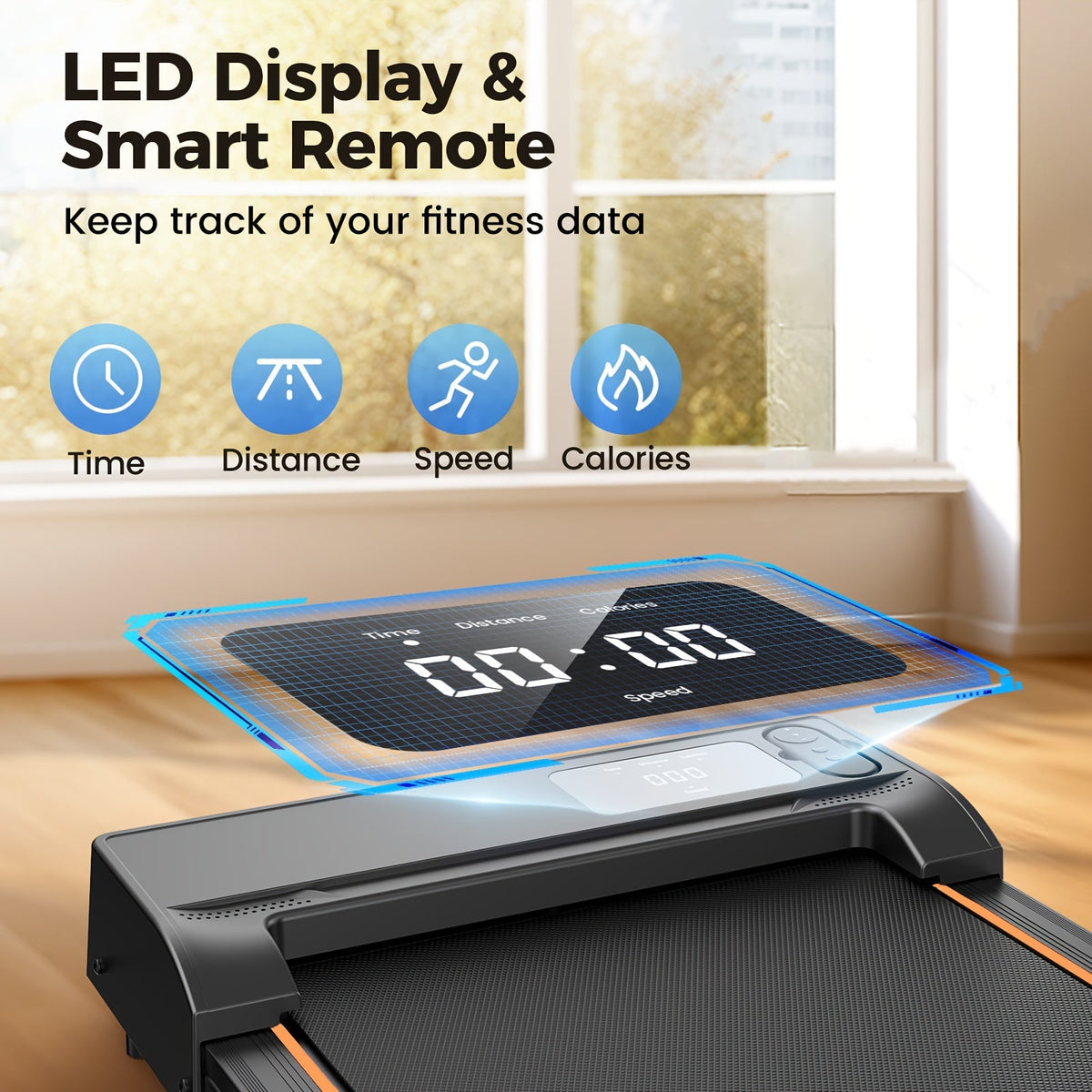 Tapis de marche sous bureau, moteur silencieux 2,5 HP, inclinaison 15 %, 4-en-1, capacité de 120 kg avec télécommande et écran LED - Tapis de course portable pour bureau à domicile, marche, jogging et perte de poids
