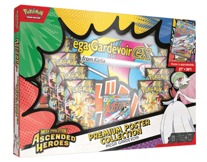 Pokemon TCG Mega Evolution Ascended Heroes Premium Poster Collection 10 Booster Packs Full Art Foil Promo Card Large Poster Mega Gardevoir ex Mega Lucario ex Gift for Collectors