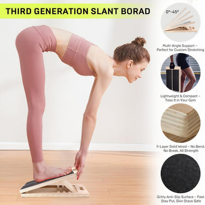Planche inclinée réglable en bois pour étirement des mollets – Support incliné antidérapant pour squats, mobilité de la cheville et du pied, étirement des talons, kinésithérapie et équilibre