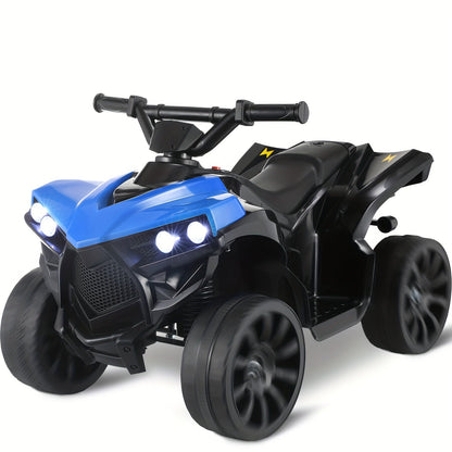 Quad électrique pour enfants avec phares, accélérateur à pédale, pneus tout-terrain antidérapants, capacité de 25 kg, vitesse de 3 km/h, jouet à enfourcher pour garçons et filles de 3 à 6 ans, cadeau d'anniversaire et de Noël, bleu, noir, rose, rouge