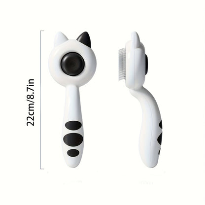 Peigne de toilettage autonettoyant pour chat avec bouton poussoir - Brosse de mue en acier inoxydable pour chats à poils longs et courts, brosse de massage et d'élimination des poils pour chats et chiens