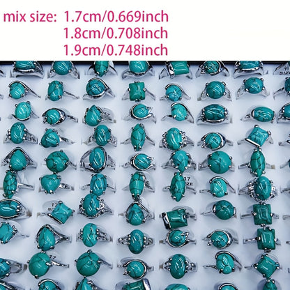 Lot de 40 bagues empilables bohèmes en turquoise pour femme – Bagues vintage superposables en forme de cœur, de goutte d'eau et géométriques, parfaites pour le quotidien, les vacances, les fêtes et les cadeaux de fin d'année