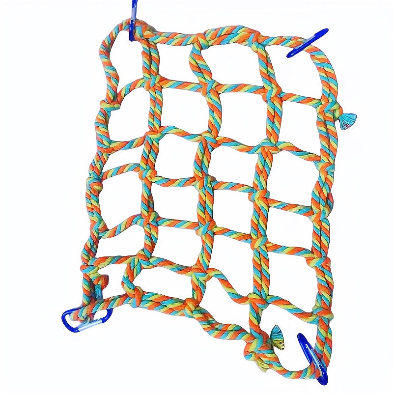 Filet d'escalade pour cage à oiseaux - Jouet hamac échelle en corde de coton colorée pour perroquets, calopsittes, conures, perruches, petits oiseaux et hamsters - Accessoire perchoir balançoire à mâcher pour activité suspendue