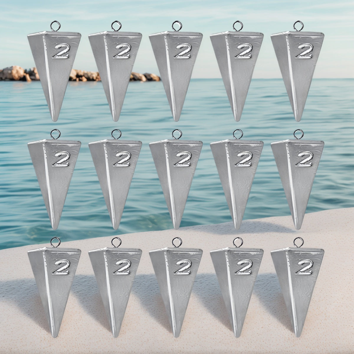 Plombs pyramides pour la pêche – Poids pour la pêche en surfcasting en eau douce et salée, excellente tenue dans le courant, tailles de 1 oz à 10 oz, lot de pêche polyvalent pour pompano, bar, tambour et plus