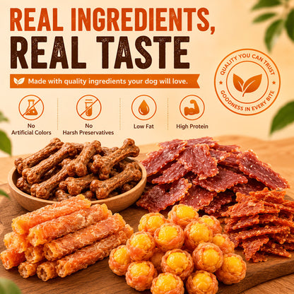 Lot combiné de friandises riches en protéines pour chiens – Roulés au canard séché et jaune d'œuf & fines lamelles de poulet au jaune d'œuf, friandises de dressage saines et tendres, faciles à digérer, ingrédients naturels