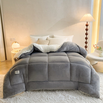 Couette toutes saisons – Douce et épaisse, piquage en damier, couleur unie, ultra-respirante, lavable en machine, pour l'automne, l'hiver et le printemps, tailles simple, double, grand lit et très grand lit