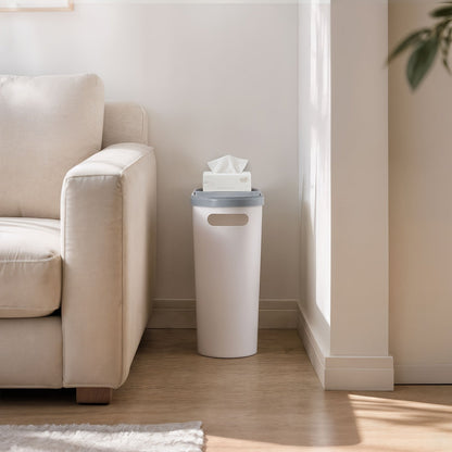 Petite poubelle de salle de bain avec poignées intégrées, lot de 1 ou 2 – Corbeille à papier en plastique antirouille, design gain de place pour salle de bain, buanderie et bureau, sacs poubelle inclus