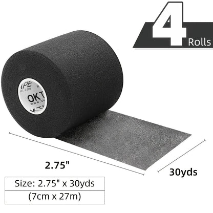 Bande de mousse protectrice (sous-bandage) OK TAPE pour le sport, 4 rouleaux - Protection pour chevilles, poignets, mains et genoux, 7 cm x 27,5 m par rouleau