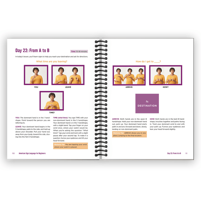 Livre de langue des signes américaine pour débutants à reliure spirale - Apprenez les bases de l'ASL en 30 jours avec photos, vocabulaire et guide de la culture sourde