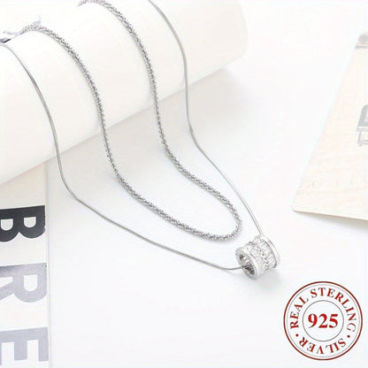 Collier double rang en argent sterling S925 pour femme, élégante chaîne de pull en zircon cubique, bijou minimaliste et tendance pour le quotidien et pour offrir, toutes saisons