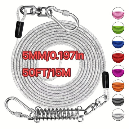 Laisse pour chien ultra-résistante de 1,8, 3, 4,5, 9, 15, 23 ou 30 mètres, câble d'attache d'entraînement pour grands chiens jusqu'à 225 kg, corde de course durable et résistante aux morsures pour le jardin
