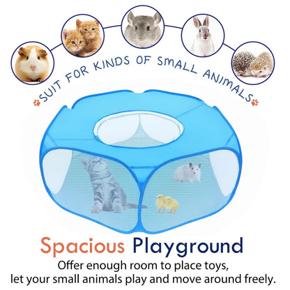 Tente-parc de jeu portable et pliable pour petits animaux avec toit, enclos respirant pour intérieur et extérieur, idéal pour cochons d'Inde, lapins, hamsters, hérissons, chats et chiots, clôture légère et rétractable