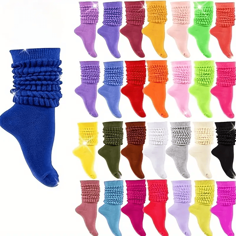 Chaussettes montantes pour femme, lot de 14 paires – Chaussettes douces, épaisses et souples, couleurs unies assorties, chaussettes de sport et de loisirs confortables en toute saison, lavables en machine, coffret cadeau pour Noël et Halloween