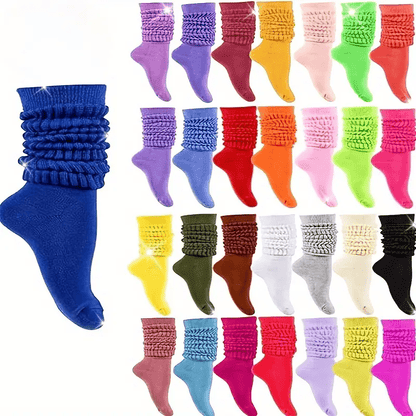 Chaussettes montantes pour femme, lot de 14 paires – Chaussettes douces, épaisses et souples, couleurs unies assorties, chaussettes de sport et de loisirs confortables en toute saison, lavables en machine, coffret cadeau pour Noël et Halloween