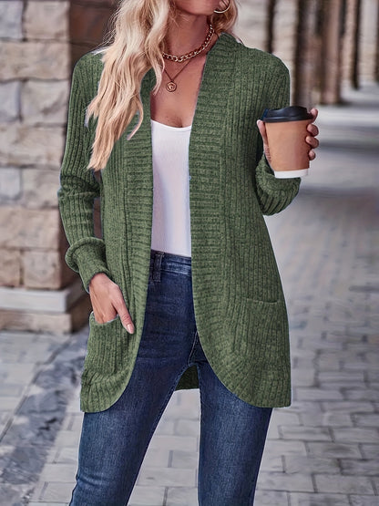 Women's Loose Casual Long Sleeve Blouse Solid Color Pocket Splicing Relaxed Fit Top 10 Colors S-XXL Spring Fall Everyday Wear
