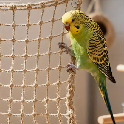 Filet d'escalade pour oiseaux, hamac tressé en maille pour perroquets, perruches, calopsittes, conures, filet de corde pour cage, jouet d'activité, petite et grande taille