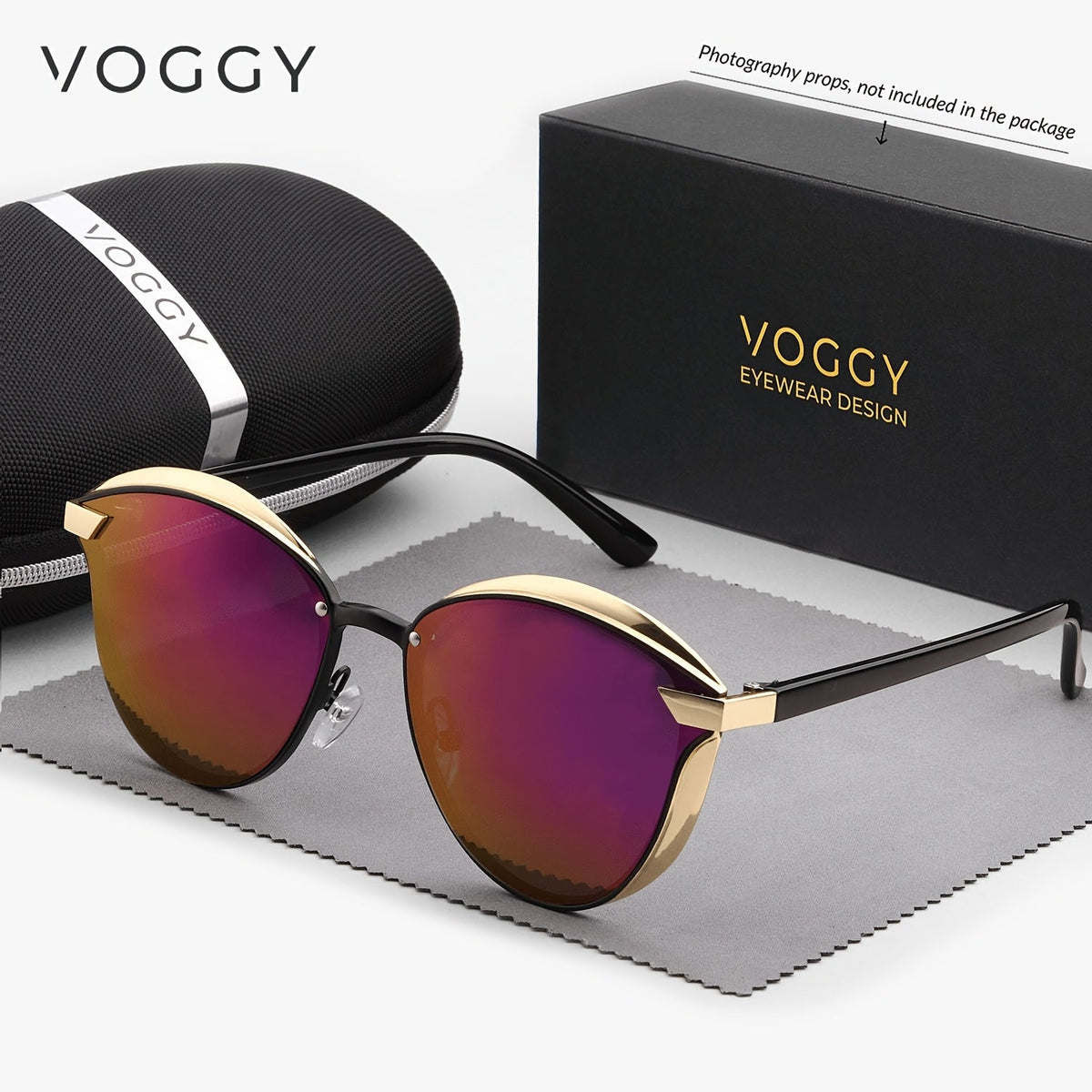 Lunettes de soleil rétro polar isées VOGGY avec protection UV400 pour hommes et femmes – Monture en métal légère, verres miroités, 8 couleurs, idéales pour la conduite, la randonnée, le cyclisme, la pêche et les voyages, coffret cadeau inclus