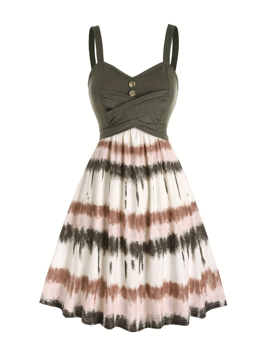 Robe courte décontractée d'été pour femme, imprimé tie-dye, sans manches, dos nu, col en V, style bohème, colorée, tailles S-XXL, plusieurs coloris