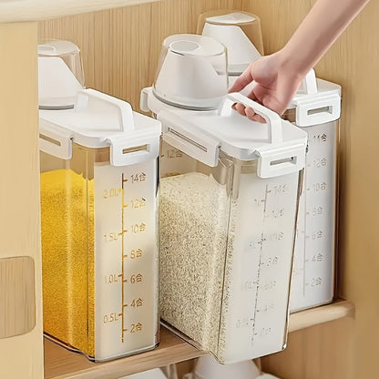 Lot de 4 boîtes de conservation pour riz de 2,3 kg, récipients hermétiques pour céréales avec couvercle à clapet et bec verseur - Boîtes de rangement alimentaire en plastique transparent épaissi pour farine, céréales, collations, haricots