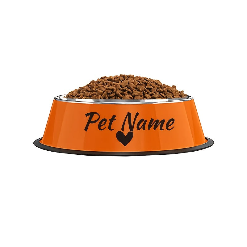 Gamelle personnalisée en acier inoxydable pour chien et chat - Bol gravé au nom de votre animal avec motif patte, cœur et couronne, antidérapante, 200 ml / 400 ml / 1000 ml, écuelle pour nourriture et eau, idée cadeau