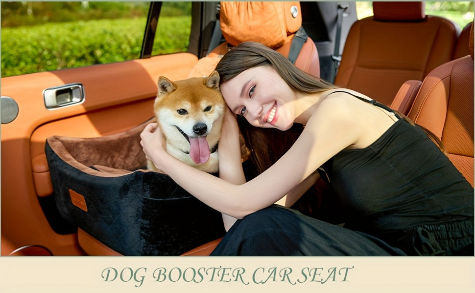 Siège auto pour chiens de taille moyenne à grande – Panier de voyage lavable en mousse à mémoire de forme pour animaux avec passage pour ceinture de sécurité, sangles réglables et installation en 3 points, Gris Noir Marron Tout Noir Noir Gris