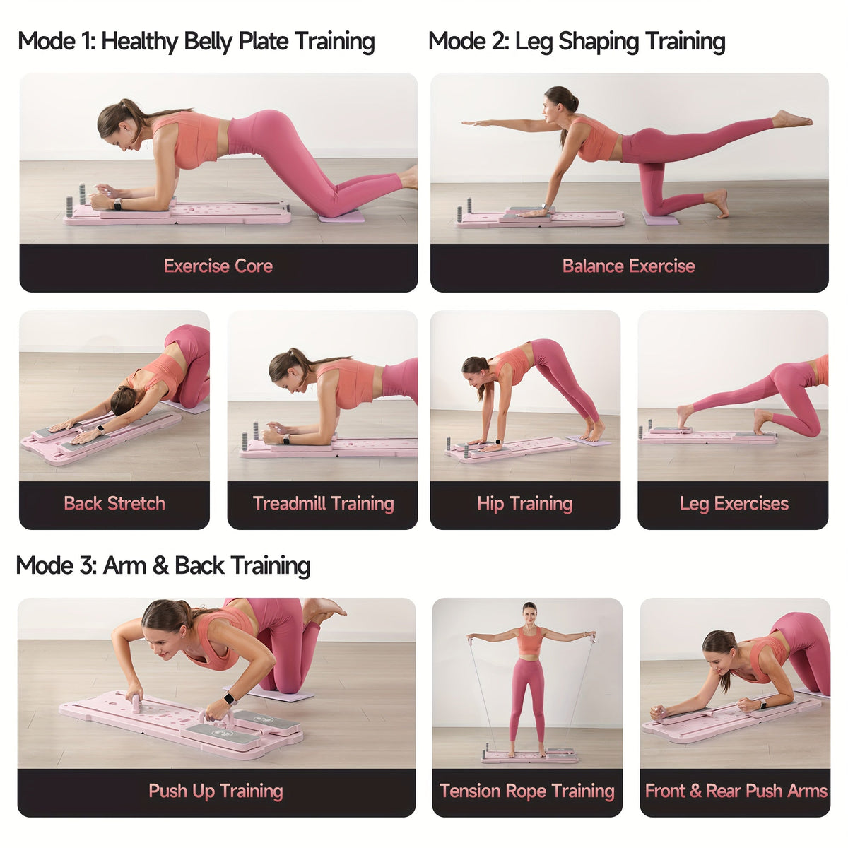 Planche de Pilates Reformer portable 9-en-1 pour salle de sport à domicile – Appareil multifonction pour abdominaux et pompes, entraîneur complet du corps, équipement de renforcement musculaire, cadeau idéal pour elle et lui