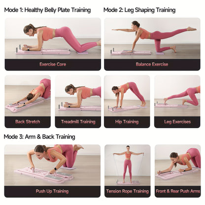 Planche de Pilates Reformer portable 9-en-1 pour salle de sport à domicile – Appareil multifonction pour abdominaux et pompes, entraîneur complet du corps, équipement de renforcement musculaire, cadeau idéal pour elle et lui