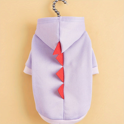 Sweat-shirt costume de dinosaure pour chiens et chats - Costume rigolo à capuche pour animaux avec épines de dino, tenue de cosplay douce et chaude pour Halloween pour petits et moyens animaux