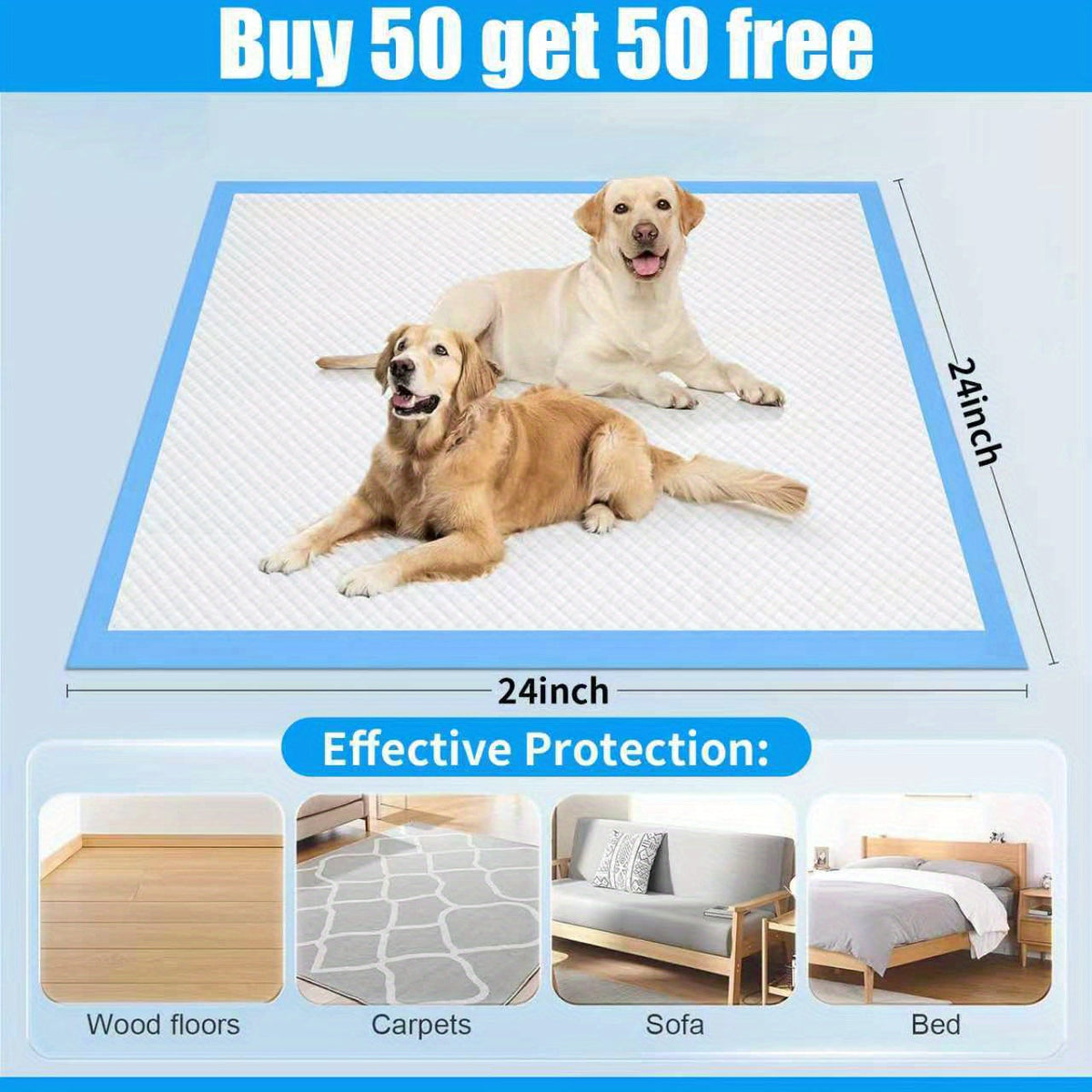 Alèses ultra-absorbantes pour chiens XL/XXL – Tapis de dressage épais et anti-fuites pour chiens moyens et grands, faciles à nettoyer, pour le camping et les soins aux adultes, lot économique 50+50 gratuites