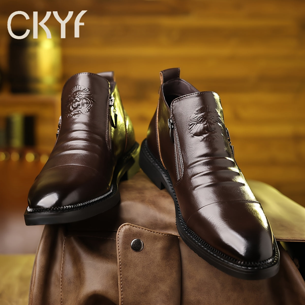 Bottines Chelsea pour homme en cuir gaufré – Style habillé décontracté à enfiler, noir et marron, pointures larges US 8-13,5, semelle confortable antidérapante, parfaites pour le travail, le bureau et le quotidien