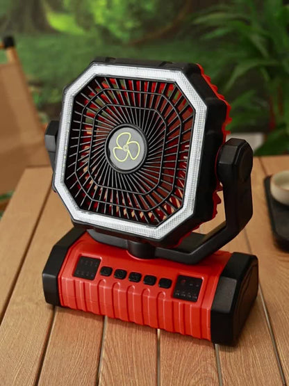 Ventilateur de camping 20000 mAh avec lanterne LED, rechargeable, oscillant, 4 vitesses et minuterie - Ventilateur de tente portable pour le camping, les véhicules récréatifs, les chantiers et les pannes de courant