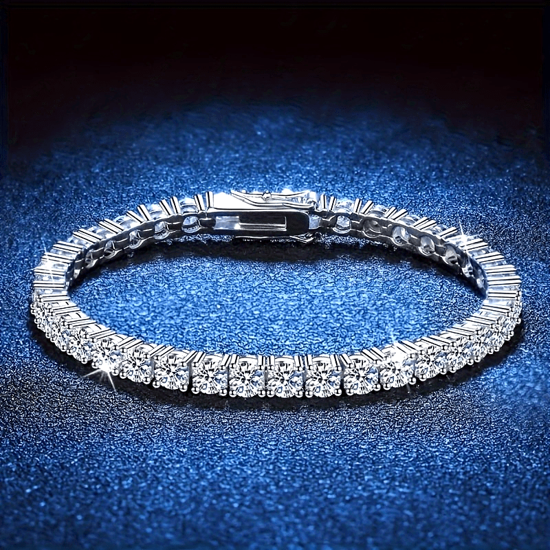 Bracelet tennis en argent sterling 925 et moissanite pour femmes et hommes – Bracelet hip-hop de luxe style zircon cubique, tailles 15 à 23 cm, cadeau d'anniversaire ou de mariage