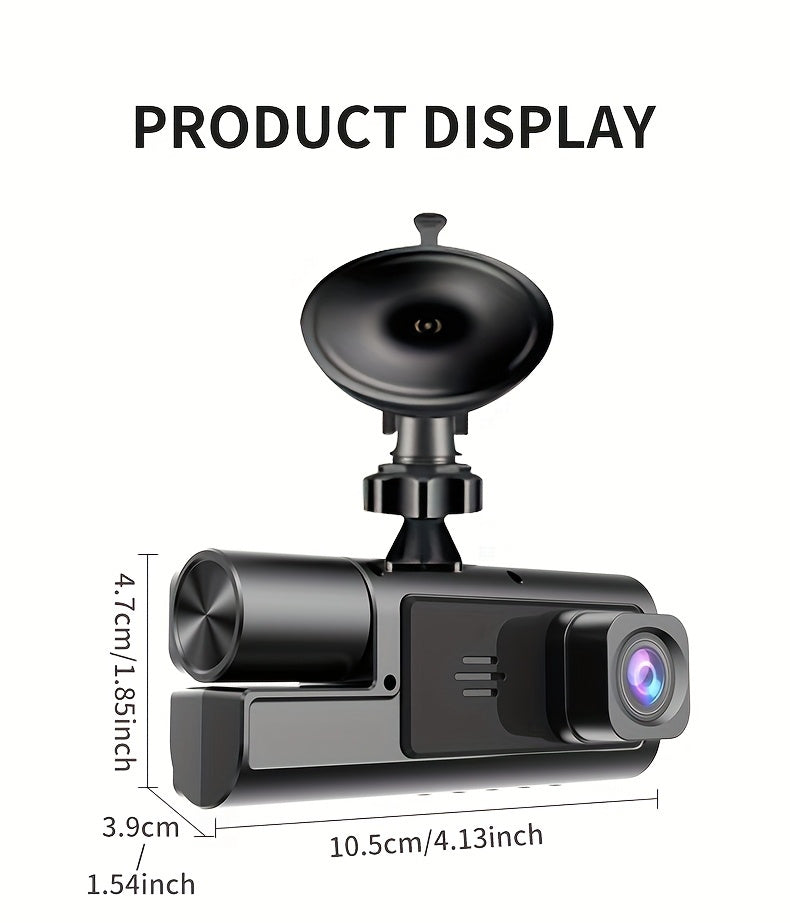Dashcam 3 canaux 4K avant + 4K intérieur + 1080P arrière avec carte 32 Go offerte, vision nocturne, capteur G, grand angle, enregistrement en temps réel et moniteur de stationnement – Velora
