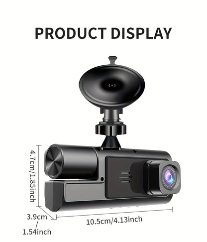 Dashcam 3 canaux 4K avant + 4K intérieur + 1080P arrière avec carte 32 Go offerte, vision nocturne, capteur G, grand angle, enregistrement en temps réel et moniteur de stationnement – Velora